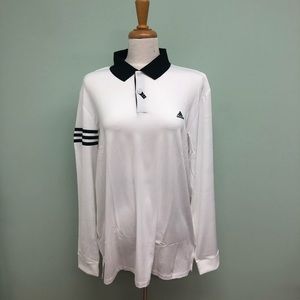 Adidas | Men's Long Sleeve Golf Polo Shirt | White & Black | Various Sizes